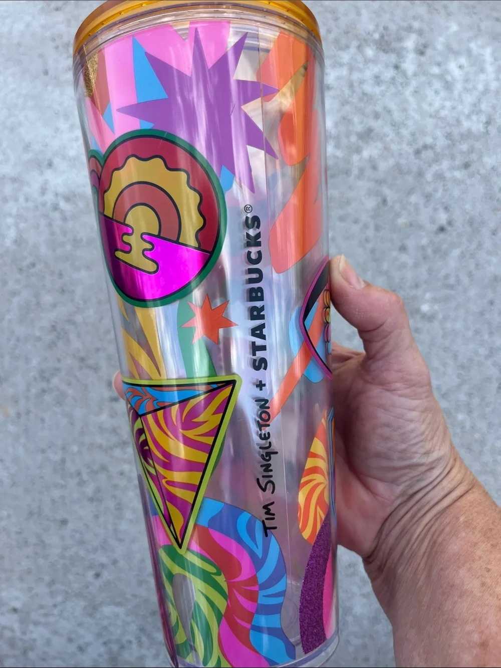 Starbucks x Tim Singleton Pride 2023 Tumbler Venti 24oz Cold Cup Glitter Pop